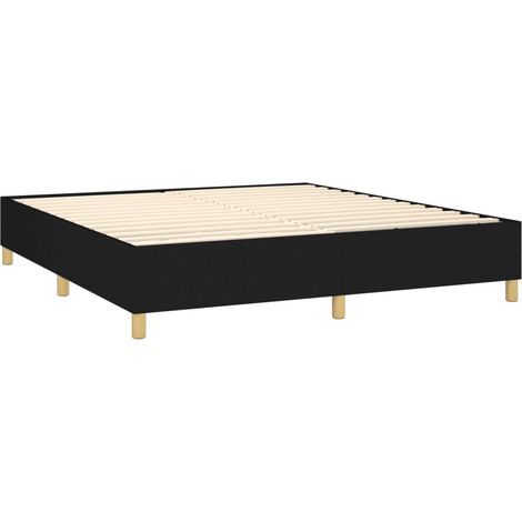 Sommier à lattes sur pieds cadre de lit 180x200 cm tissu noir TDL0207001
