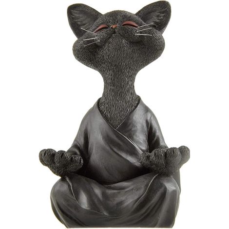 Zen- und glückliche Buddha-Katzenstatue in Meditation, ideal für Innen- und Außendekoration, Haus und Garten (1/5)