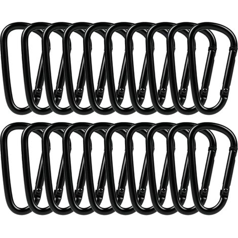 10PCS Aluminium Karabinerhaken 57mm/2.24'' en Aluminium, Mousqueton Noir D-Ring Résistant à la Corrosion, Mousqueton Porte Clé pour Randonnée, Camping, Pêche, Sac à Dos et Accessoires (1/5)