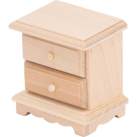 Table de chevet en bois pour maisons de poupées, échelle 1:12, réplique détaillée, avec 2 tiroirs, mobilier miniature pour maison de poupée. (1/5)