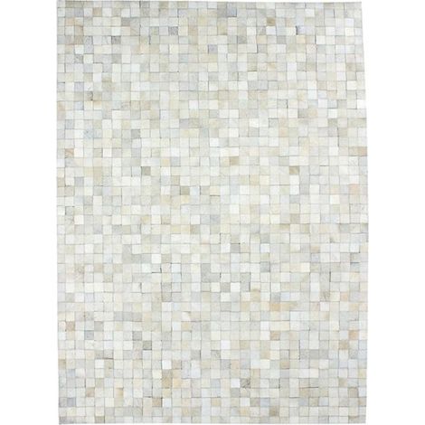 CUIR - Tapis en cuirs recyclés motif mosaïque blanc 160x230 (1/4)
