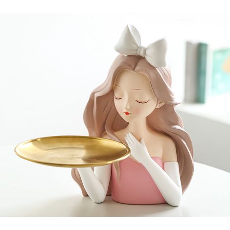 Décoration de salon, style nordique léger et luxueux, rangement pour clés d'entrée, décoration de meuble TV, cadeau de pendaison de crémaillère populaire, plateau Alice avec nœud (1/5)