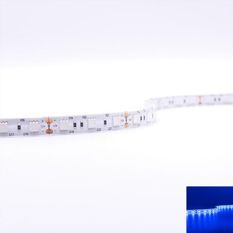 Strip 12V 5M 14,4W/m 60LED/m 10mm - Lichtfarbe: Blau - Schutzart: IP65 (1/5)