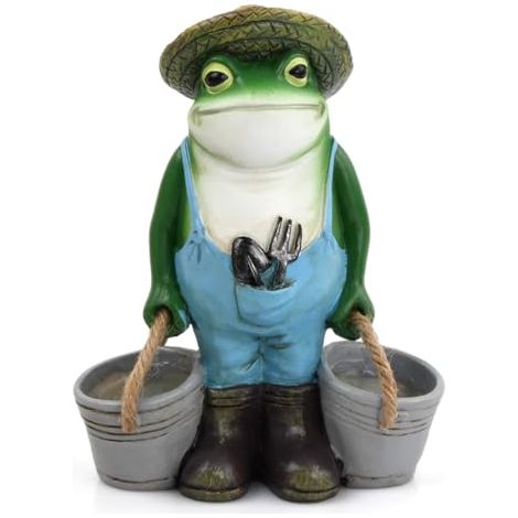 Ornement Grenouille de la Ferme, Statue du Jardin, Grenouille Décoration de Cour Patio Pelouse Figurine Micro Paysage pour Patio (1/4)
