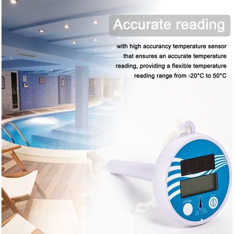 Wireless solar-powered, waterproof pool temperature tester with digital LCD screen and floats (1/5)