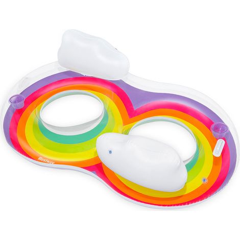 Bestway Schwimmring 186 x 116 cm Rainbow Dreams für 2 Personen mit Kopfstütze (1/5)