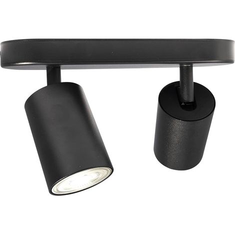 Spot de Plafond à 2 Lampes en Saillie Noir Culot GU10 Sans Citron Ampoule non Incluse Moderne Spots Muraux Intérieurs (1/5)