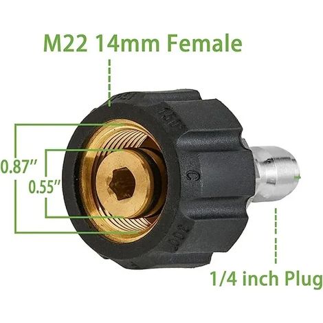 (B) Kit de raccord pivotant pour nettoyeur haute pression, M22-14 mm/15 mm vers raccord rapide 1/4", compatible avec pistolet et tuyau d'arrosage haute pression (1/5)