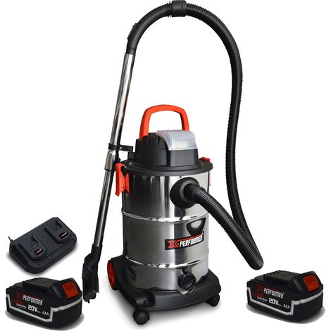 Aspirateur Eau et Poussière compact Brushless sur batterie - Xperformer XPVC20LIBL-30L + 2 Bat. 4 Ah + Double chargeur