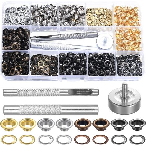 720 pcs œillets métalliques 5 mm, 4 couleurs+3 outils pose-œillets (1/5)