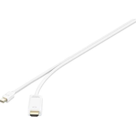 Câble adaptateur Trywise Mini-Display / HDMI Fiche mâle Mini DisplayPort, Fiche mâle HDMI-A 0.50 m blanc RF-3697532 contacts dorés Câble Displa C164881 (1/3)
