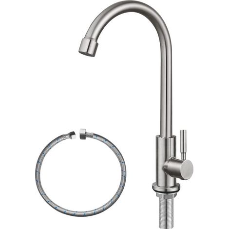 Robinet d'eau froide uniquement, robinet en acier inoxydable, évier de cuisine (1/5)