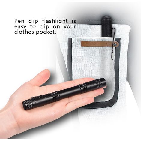 Mini-LED-Taschenlampe mit Stiftclip, tragbar, hohe Helligkeit, batteriebetrieben, 1 Stück (1/5)
