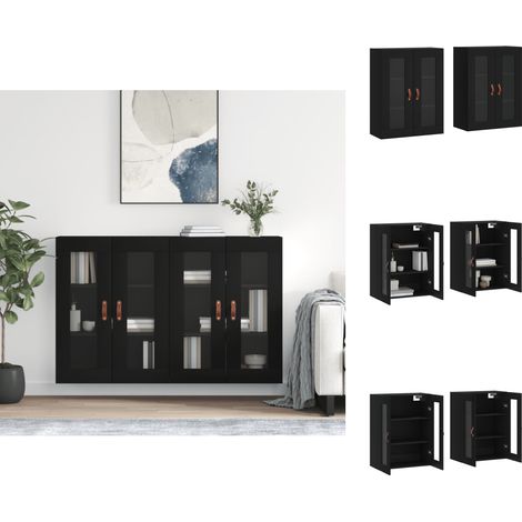Sideboards - Living Wandschränke 2 Stk. Schwarz Holzwerkstoff (1/5)