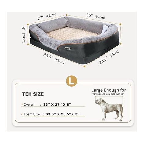 lit de Chien orthopédique Grand lit pour Animal de Compagnie en Mousse à mémoire avec Housse Lavable Amovible et Jouet grinçant (1/4)