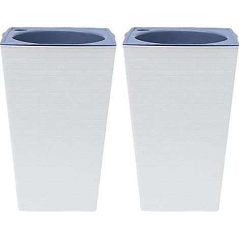 Pots de fleurs à arrosage automatique (lot de 2) pour cactus, jardin, bureau, maison, voyageurs, balcon, terrasse, vacances, cuisine (1/5)