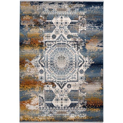 Tapis Oriental à Poils Courts "Anouk" Bleu 120 x 170 cm (1/4)