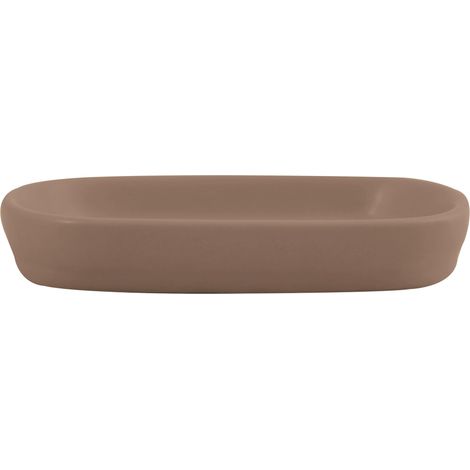 Porte Savon Céramique - Maonie Cappuccino Mat - Design Moderne pour Salle de Bain - Rangement Pratique Et Esthétique - 13.9 x 9 cm - Facile à Nettoyer - Résistant à l'Humidité