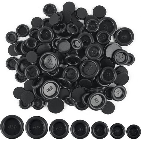 200 Pièces Bouchons en Caoutchouc, 7 Tailles œillets de Câble en Caoutchouc, Passe Cable Etanche pour Passe Fil Bouchons, Voitures, Conduites d'eau, Pompes (Noir) (1/5)