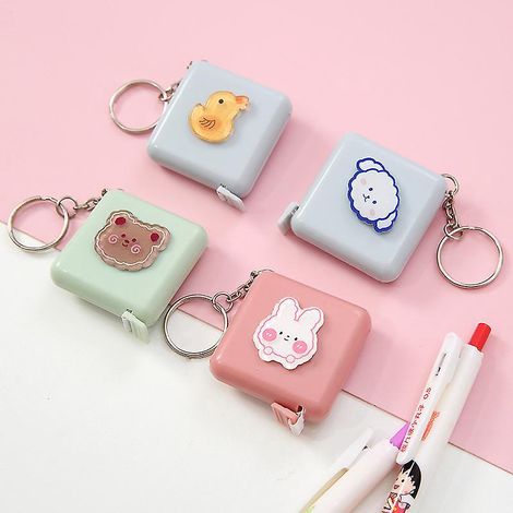 lot De 4 Mini Rubans Mesurer Mignons De Dessin Anim (caneton Jaune + Ours Brun + Petit Chiot Lapin Blanc), Ruban Mesurer Rtractable Pour Le Corp (1/5)