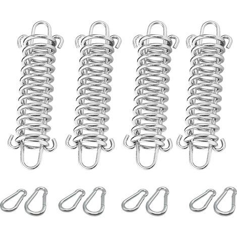 Lot de 4 ressorts de traction avec crochets, en acier inoxydable, ressort de traction haute résistance, kit de fixation pour tente de camping, auvent et extérieur