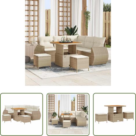 vidaXL Poly-Rattan - Gartensofa-set 8 pcs Beige Poly-Rattan (1/5)