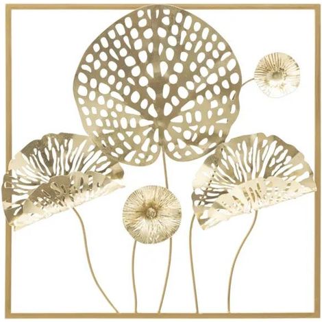 Decoración de Pared Mauro Ferretti Panel Dorado 50x50 cm