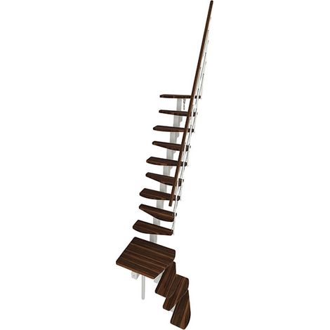 Scala dritta salvaspazio 8 gradini - Altezza raggiungibile 1.52  a 1.83m - Larghezza 65cm - Struttura nera e gradini in legno di noce - QUATRO-L-SBMNOY-8