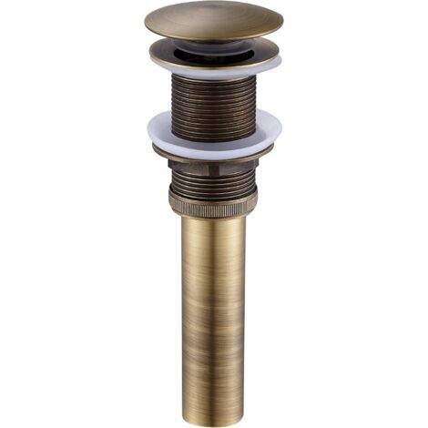 Bonde de vidange Pop Up Push Open Bouchon pour Lavabo Évier Soupape de Vidange Salle de Bain en Laiton Couleur Bronze (1/2)