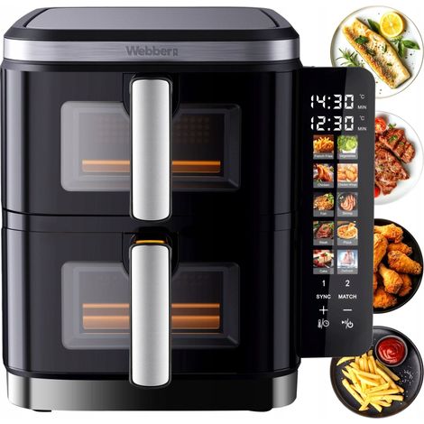 Friggitrice ad aria verticale doppia senza grassi AIR fryer 2800W 11L XXL webber