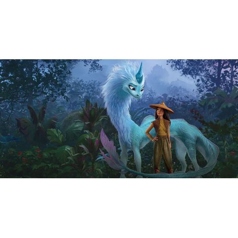 papier peint panoramique Raya Jungle bleu et vert  - Disney (1/3)
