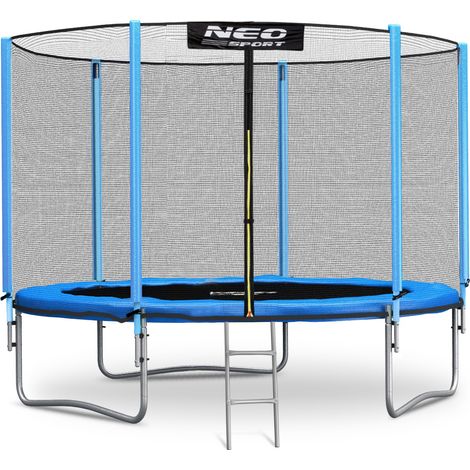 Trampoline - 252 cm - bleu - avec échelle et filet extérieur - jusqu'à 120 kg