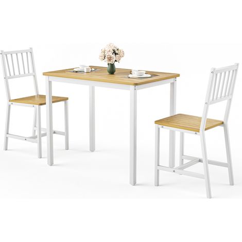 Industrieller Esstisch mit 2 Stühlen, Küchentisch 90 x 60 x 75,5 cm, Natur und Weiß (1/5)