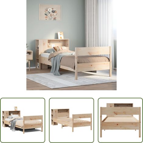 Sommeil - Lit bibliothèque sans matelas 75x190 cm bois de pin massif (1/5)
