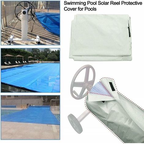 Enrouleur de Couverture Solaire Housse Protection - Anti-Vent/Pluie/Poussière/UV Couverture-écran Tissu Oxford 210D Bache Piscine pour Protéger la Black 490x96cm (1/4)