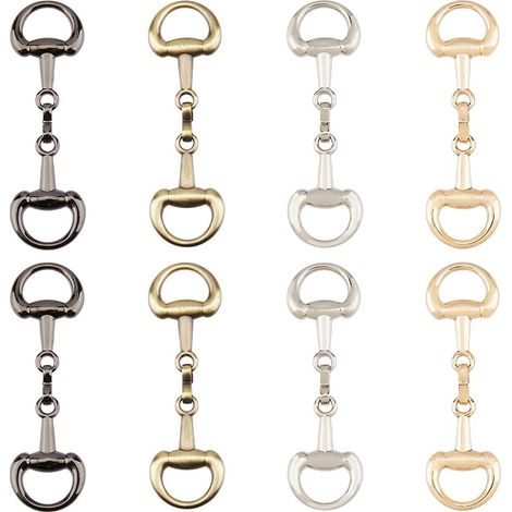 8 pièce 4 couleurs en Alliage Anneau en D Boucles de Mors de Cheval Boucle à Double Embout pour Bricolage Mors de Filet Bijoux de Cheval Mocassins Décoration de Chaussures 72x21x6mm (1/5)