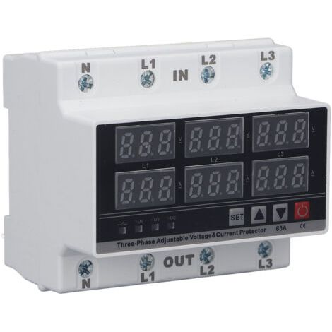 Pair - Protecteur de surtension/sous-tension 63 A triphasé 4 fils, réglable, à réarmement automatique, limiteur de surtension/sous-tension AC 230 V (1/5)