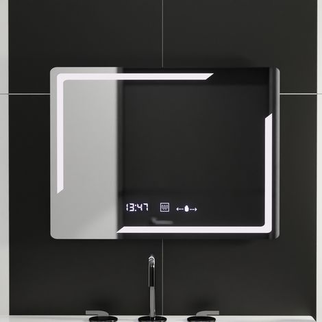 Miroir LED 80x60 Desembuage Horloge et Thermometre Gradable (1/5)