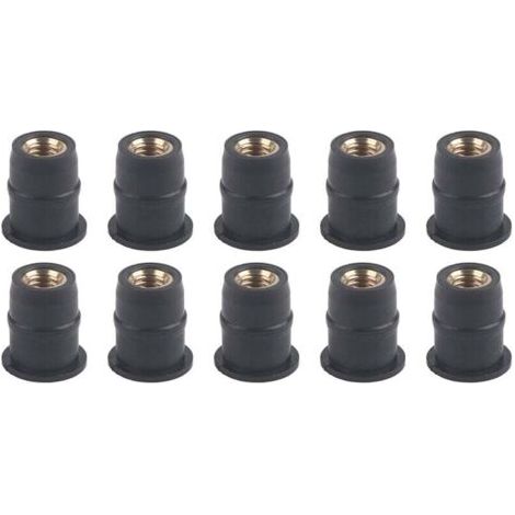 Lot de 10 écrous de puits en caoutchouc M5 5 mm/0,2 pouces métriques boulons de pare-brise de moto (1/4)