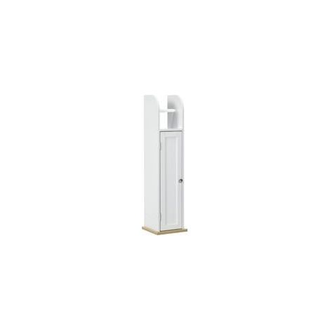 Porte-papier toilette avec meuble de salle de bain blanc, 20 x 20 x 80 cm, étagères réglables, rangement compact pour serviettes et accessoires