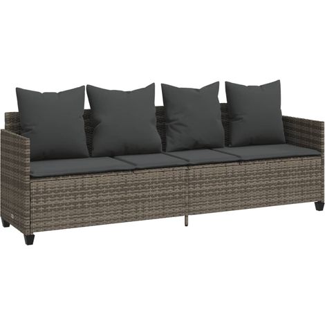 Maison Exclusive - Sonnenliege mit Kissen Grau Poly Rattan
