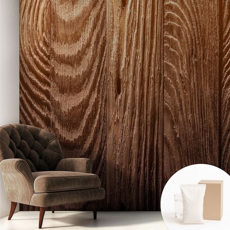 Fototapete Tapete Vliestapete mit Kleber Büro Wandgestaltung - Wanddekoration Wohnzimmer Holzmaserung 250x250 cm (1/5)