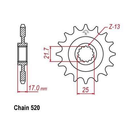 Pignon - 520 - 15 Dents - Made in Germany - Similaire JTF1381