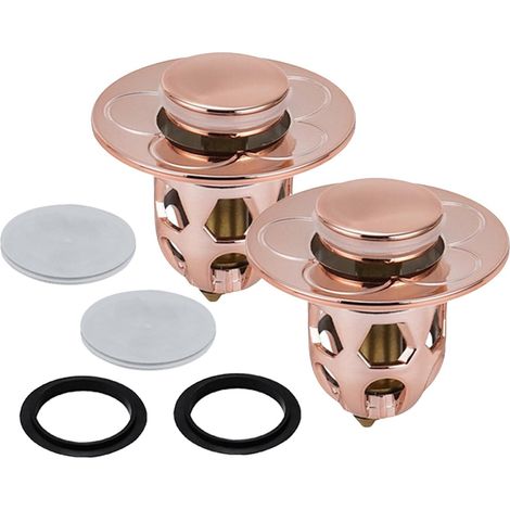 2 Pièces Bonde de Lavabo Universel Pop Up,Flitre de Vidange Anti-Bloqué,Bouchon Baignoire pour Lavabo Cuisine,Flitre Cheveux-or (1/5)