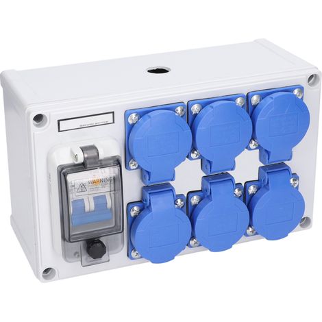Boîtier de prise murale étanche en ABS, 6 prises allemandes, 200-250 V, pour jardin.