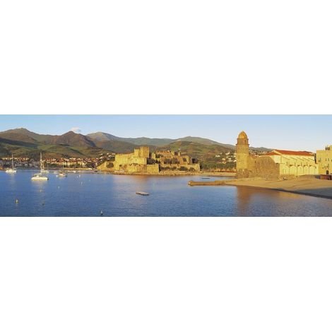 Tableau sur toile fortification Collioure 30x97 cm - Impression sur Toile Murale Décorative - Image imprimée en HD sur Toile - Toile sur Châssis en Bois FSC - Fabriqué en France (1/4)