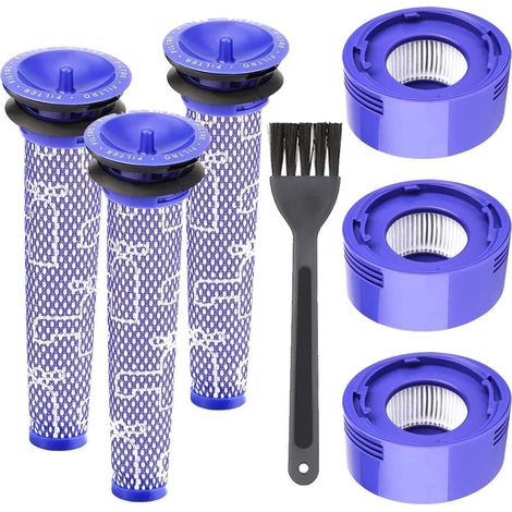 LYERCW - Lot de 6 filtres de rechange compatibles avec les aspirateurs Dyson V8 +, V7 V8 Series Absolute Animal Motorhead, 3 pré-filtres et 3 post-filtres HEPA, remplace DY-965661-01, DY-967478-01 (1/4)