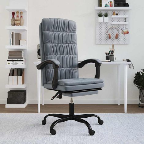 Chaise de bureau inclinable Fauteuil gamer - Chaise d'ordinateur Gris foncé Velours BV194991 - BonneVie (1/5)