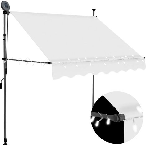 Tenda da Sole Retrattile Manuale con LED 200 cm Crema vidaXL (1/5)
