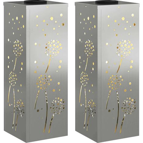 Set di 2 luci da giardino a LED solari dal design moderno per vialetti 18 x 18 x 50 cm in acciaio ruggine 020052585